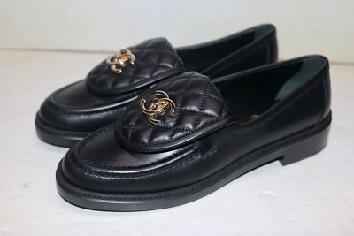 CHANEL Black Quilted Flap Turnlock CC Logo Mule Slip On Flat