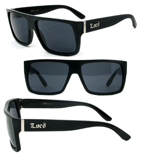 Locs Mens Cholo Biker UV400 Sunglasses - Matte Black LC81 - 第 1/1 張圖片