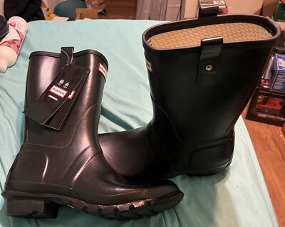 HUNTER ORIGINAL WELLY ブラック Original Hunter Mens Rubber Rain Boots Black Wellies Sz Us 11m/12f