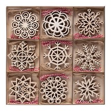 JOIEDOMI 36 Pcs Snowflake Wooden Christmas Ornaments Hanging Ornaments for Ch...