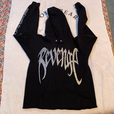 Revenge Skull Cropped Hoodie Men Small Double Sided