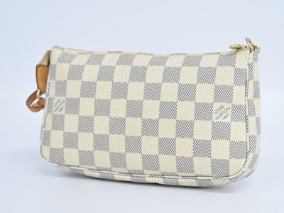 Louis Vuitton Pochette Accessoires N41207 Damier Azur Canvas Handbag White  | eBay