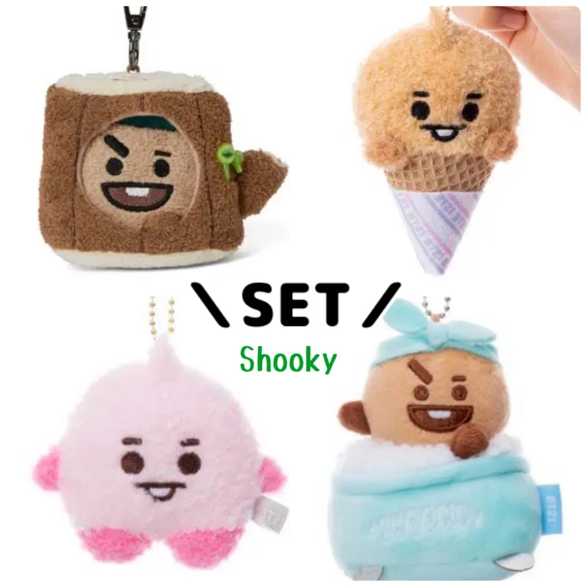 BT21 SHOOKY 4 types keychain plush doll LOT 2022 NEW LINE FRIENDS from Japan