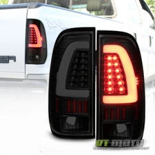 Black Smoke 1997-2003 Ford F150 99-07 F250 F350 LED Tube Tail Lights Brake Lamps