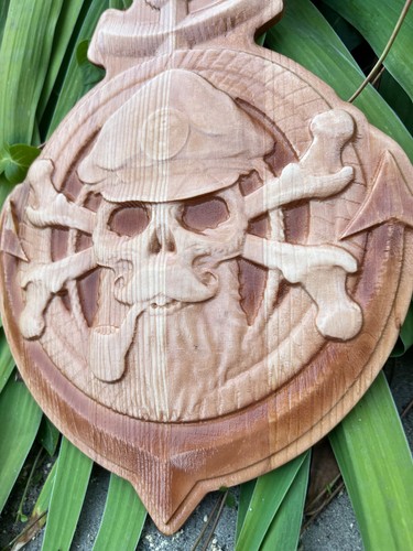 Black Captain Death Bearded Pirate Wood Carving Multicolor Picture Woodworking - Picture 7 of 24