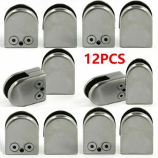 12X Glass Clamp Stainless Steel 304 Clip Flat Back Bracket For Balustrade 6-12MM