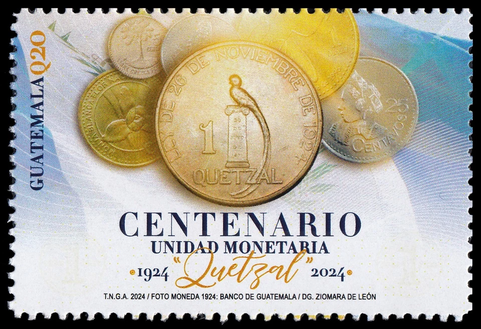 Guatemala 2024 Centenario de la moneda Quetzal MNH
