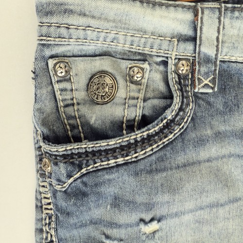 Rock Revival Xan Relaxed Straight Distressed Rockabilly Denim Jeans Men Sz 34 - Picture 13 of 23