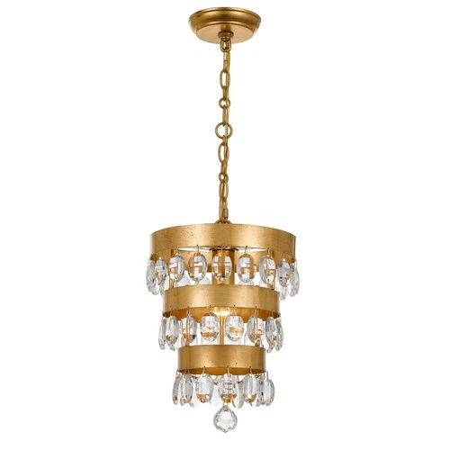 Crystorama Perla 10"W Antique Gold Crystal Mini-Chandelier - Picture 3 of 6
