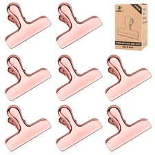 Pack of 8 Bag Clips, Stainless Steel and Heavy Duty Metal 3 inches, Rose Gold 
