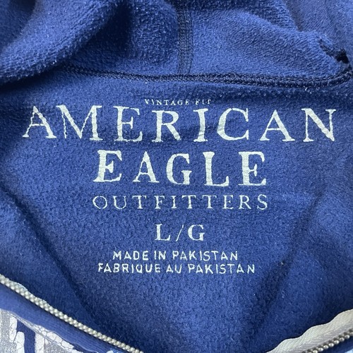 Felpa American Eagle Spellout full zip con cappuccio grunge skater Y2K uomo grande - Foto 5 di 8