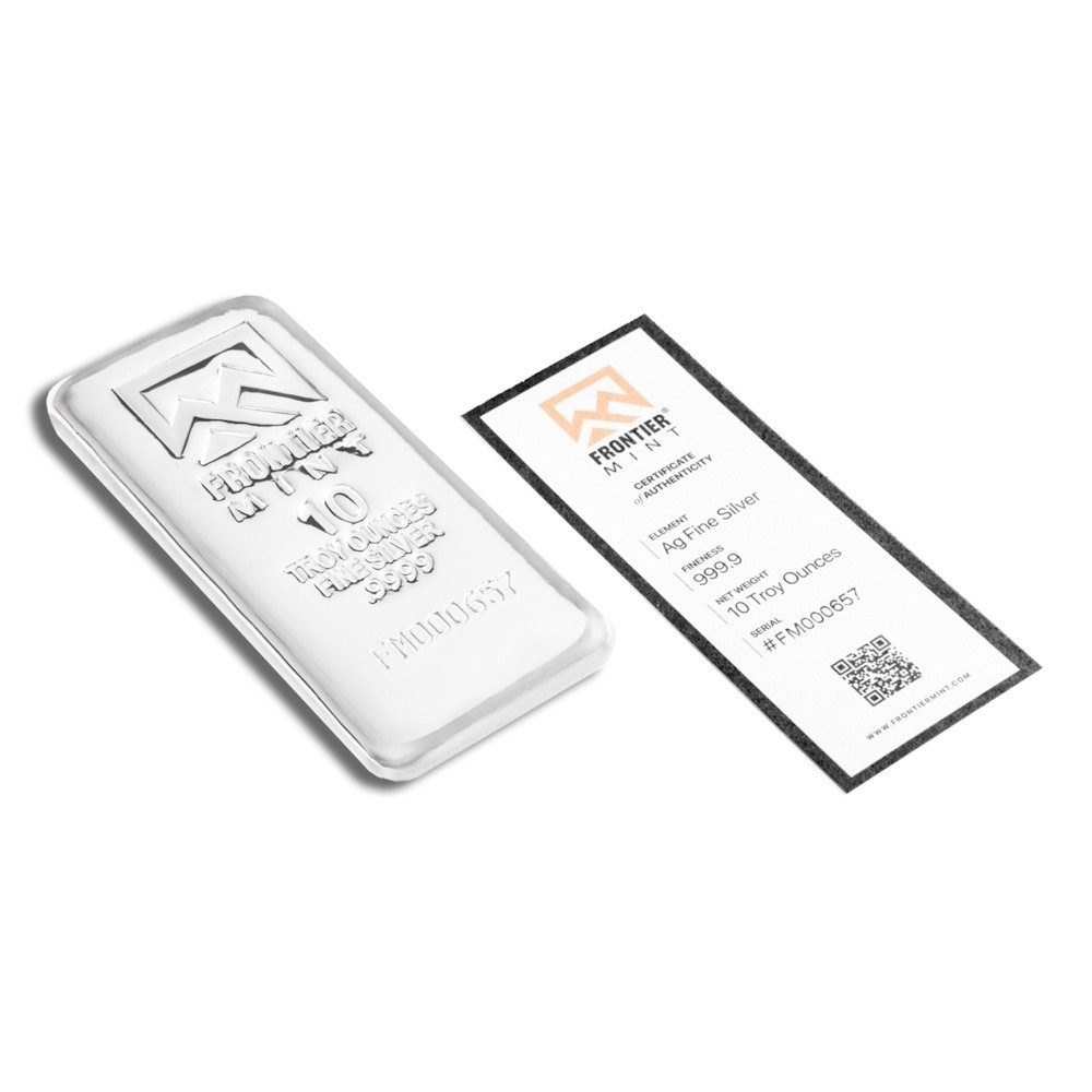 10 oz Silver Bar .999 Fine Frontier Mint Sealed With COA | eBay