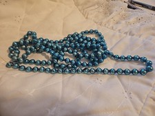 Vintage Christmas Mercury Glass Garland Blue Bead 96"