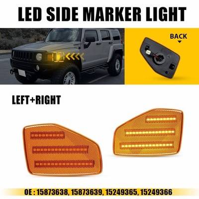 2X Amber LED Side Markers Lights For 2006 2007 2008 09-2010 H3 2009-2010 H3T EXV