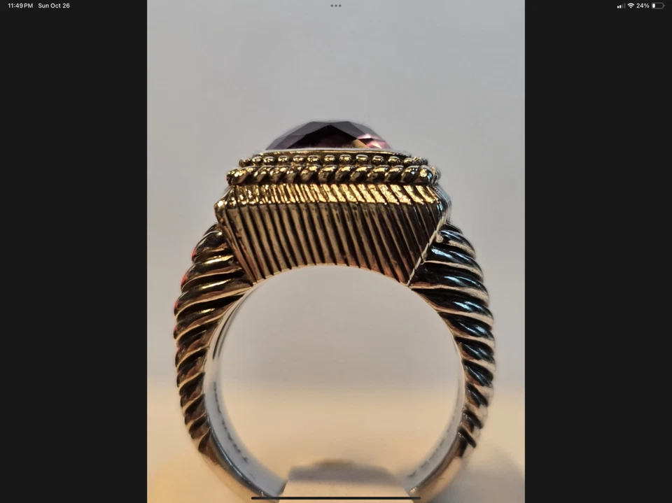 ANILLO DE CÓCTEL SOLITARIO AMATISTA PLATA ESTERLINA 925 JUDITH RIPKA TALLA 8 Foto 4 de 4