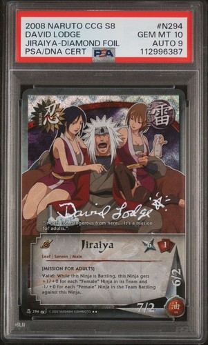 2008 Naruto CCG S8 Jiraiya Diamond Foil David lodge AUTO PSA GEM MT 10 *POP 1*