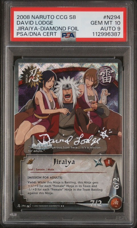 2008 Naruto CCG S8 Jiraiya Diamond Foil David lodge AUTO PSA GEM MT 10 *POP 1*