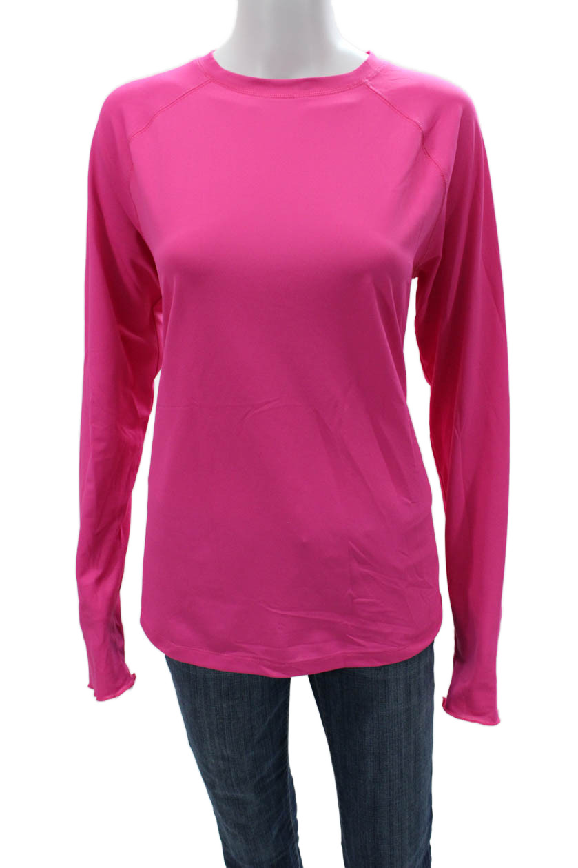 JoFit Women Basic Solid Pink Crew Neck Long Sleev… - image 1