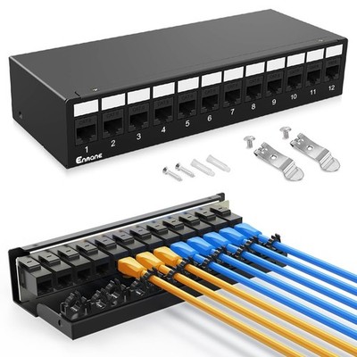Enmane 12-Port CAT6 Patch Panel Shielded Network Patch with Smart Cable Manageme