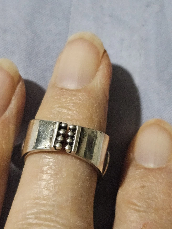 Anillo Ajustable Vintage Diseñador Sajen Oro Druzy Plata Esterlina - Talla 5 Foto 2 de 4