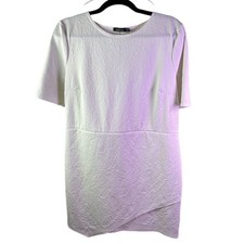 Boohoo Womens Floral Jacquard Mini Dress 14 White Short Texture White Party