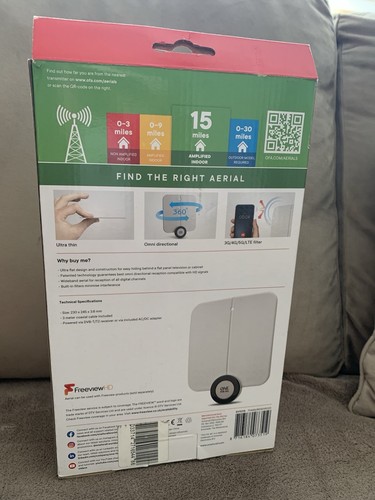 One For All SV9215R01 Ultra Thin Indoor Digital Aerial White (NO AC/DC ADAPTER) - Picture 2 of 5