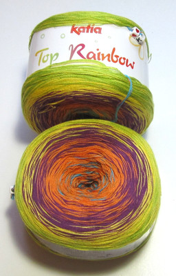 200g Katia TOP RAINBOW GRADIENT dk yarn plus 2 Knit & Crochet patterns color #87