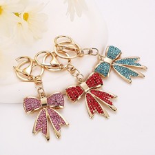 Unique Alloy Bow Keychain Sparkly Rhinestone Women Bag Charm Fashion Accessory