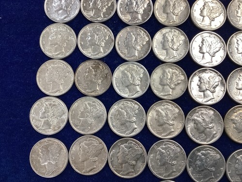 1940's Mercury Silver Dime Mixed XF-AU Roll of 50 Coins E1773 - Picture 6 of 19