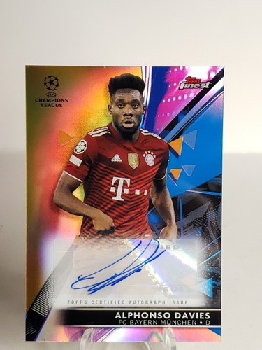 Alphonso Davies [Gold] #BA-AD 2021 Topps Finest UEFA Champions League Autographs card