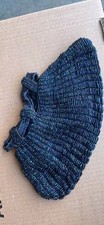 vtg 40s Evening Purse Midnight Blue Carnival Glass Beads Crochet On Black Satin