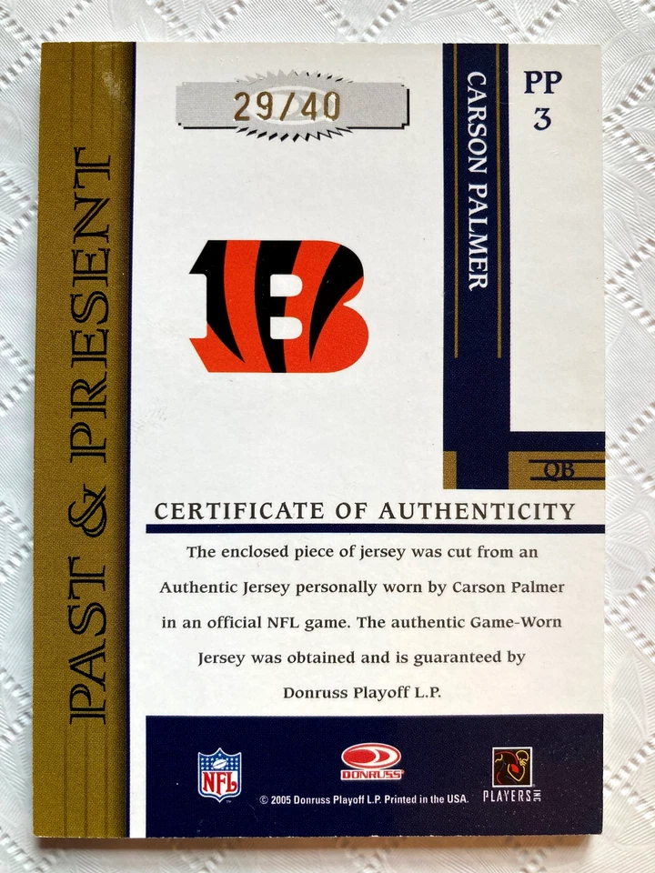 2005 Donruss Gridiron Gear Past Present 球衣 Jumbo Jay Cutler /40 孟加拉国南加州大学 — 第 2/2 张图片