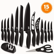 15 Piece Knife Set Serrated Stainless Steel For Kitchen Professional Chef Knives