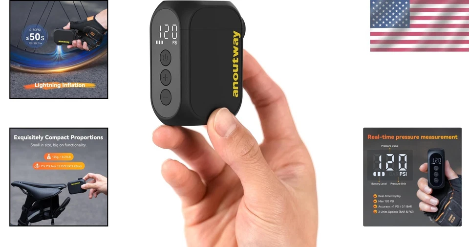 Portable Type-C Rechargeable Bicycle Pump - AT1PRO - Image 2 of 4