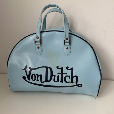 Von Dutch Tasche Bowling Hold-all Case Blau Messing Zip Tote Vintage Retro Y2K 2000er
