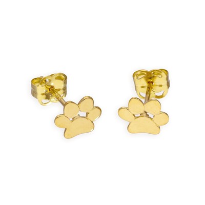 Ohrstecker 9 kt Gold Pfotenabdruck Tier Haustier Fußabdrücke Hund Katze