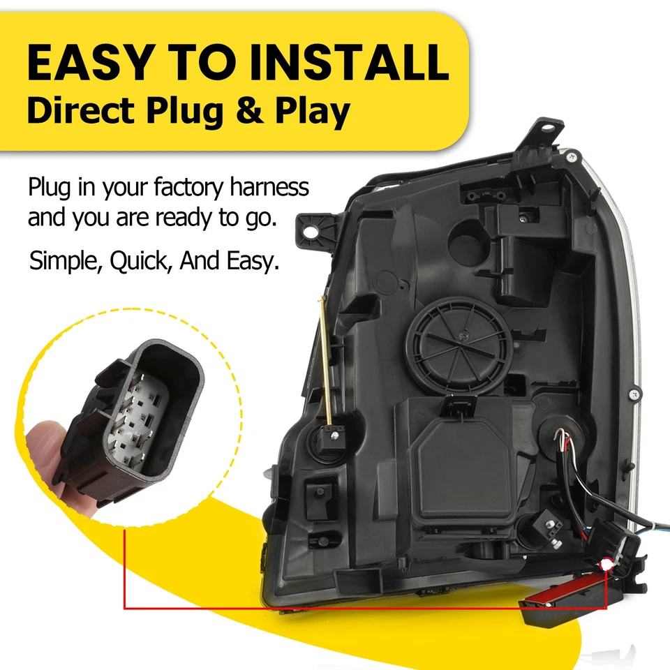 [HID] LED DRL Projector Headlights For Cadillac Escalade ESV EXT 2007-2014 Foto 4 de 4