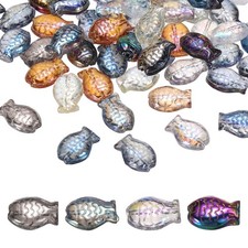 120Pcs Fish Glass Beads, Glass Fish Bead, Multicolor
