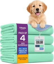 Washable Underpads 34" X 36" Pack of 4 Waterproof Reusable Heavy Absorb Bed Pads
