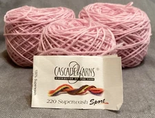Cascade 220 SPORT Yarn PINK 894 100 % Super Wash Merino 'Please See Description'