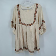 Womens Boho Cottagecore Peasant Dress Size S Embroidered Aztec Prairie Folk