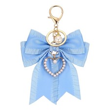 Bow Knot Keychain, Cute Bag Charm Keyring for Women Purse, Blue