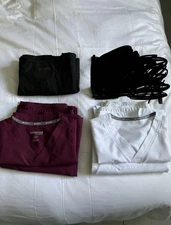 Men’s White And Burgundy Scrubs Cna Nurse CHECK DESCRIPTION