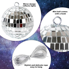 20 Pcs Mirror Disco Ball Hanging Ornaments Silver Glass Decor 70s Disco Party...