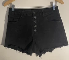 Rewash Brand Black Denim Shorts With Five Buttons On The Front Women's Size 7