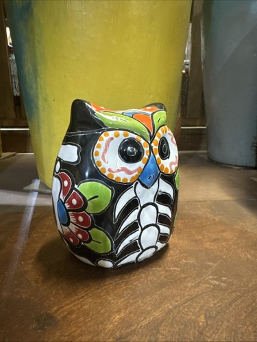 Figura messicana Talavera gufo animale giorno dei morti arte ceramica 5" - Foto 6 di 6