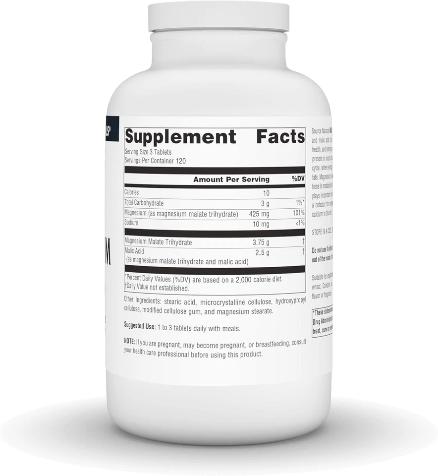 Malato de magnesio Source Naturals 3750 mg por porción - 360 unidades (paquete de 1)  Foto 2 de 4