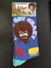 New Men  s Bob Ross Joy Of Painting Crew Socks Shoe Size 8-12