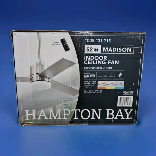 Hampton Bay Madison 52in Integrated LED Brushed Nickel Fan Silver - AK30A-BN - Picture 4 of 8