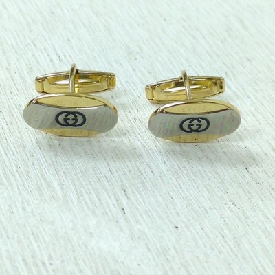 GUCCI Manschettenknöpfe GG Gold x Silber Farbe 6 Authentic Made in Italy 1116